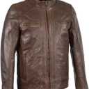 Milwaukee Leather Men's Saddle Color Lambskin Motorcycle Fashion Leather Jacket SFM1860 (Large, Brown)