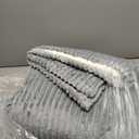 Electric Heated Blanket Twin Size, Soft and Cozy Thickened Stripe Flannel and Sherpa Electric Blanket for Bed, Automatic Safety System 6 Heating Levels & 10 Hours Auto-Off, 62"x84" Light Grey