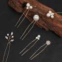 18 Pieces Gold Wedding Hair Pins 3 Styles Prom Pearl Rhinestone Hair Pins Crystal Flower Hair Clips, Handmade Pearl Hairpieces Jewelry Accessories for Bride Bridesmaids