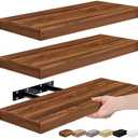 Sorbus Floating Shelves for Wall, Bathroom Shelves Wall Mounted for Kitchen, Bedroom, Bathroom Storage Over Toilet, Hanging Book Shelf for Ｗall Home Decor Living Room (Walnut, 3 Pack)