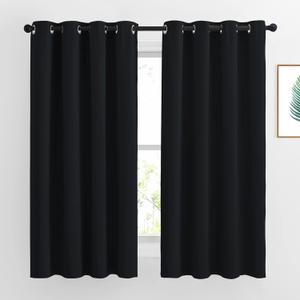 NICETOWN Blackout Curtains 63 inch Length 2 Panels Burg - Easy Care Solid Thermal Curtains Grommet Blackout Window Treatments for Bedroom/Kids Room (W52 x L63, Black)