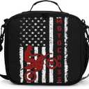 Dirt Bike American Flag Insulated Lunch Bags for Women/Men Motocross Lunch Box for Boys Girls Kids Reusable Portable Lunch Box Motocross Sports Lunch Box Tote Bag for School Picnic Travel (10.5x9.5x4 inch, Motorcycle)