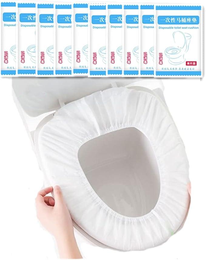 Disposable Non-woven Toilet Pad Water Proof Toilet Cover Portable Travel Hotel Toilet Seat Cover 10 Pieces (White)