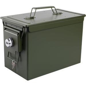 Ammo Can&Ammo Box, Fireproof & Waterproof Metal Storage Box - Perfect for Ammo, Lithium Batteries & RC Car Batteries (Green-13.6*7.3*8.6")