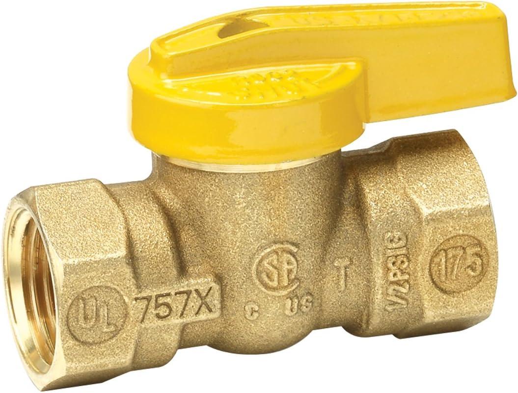 Homewerks VGV1LHB3B Premium Gas Ball Valve x Female Thread, 0.5-Inch, Brass