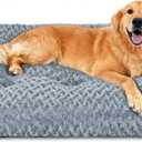 Large Dog Bed Deluxe Plush, Washable Big Dog Beds, Indestructible Dog Crate Pad, Anti-Slip Soft Pet Bed, Comfy Kennel Pad for Large, Jumbo, Small, Medium Dogs Extra, 35"x 23"-XL, Dark Gray