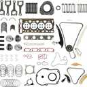 EA888 23mm Timing Chain Kit with 23mm Piston Head Gasket Set & In/Ex Valve Fit for Audi A3 Q3 Seat VW CC Eos Golf Passat Tiguan 2.0T 2009-2018 TFSI CAWB CBFA CCTA CCZA HS26455PT