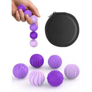 Silicone Magnetic Fidget Balls for Adults - 6PCS Stress Relief Sensory Toys for Anxiety & ADHD, Quiet Office Desk Toys, Ideal Gift for Men & Women (Textured BallsPurple)
