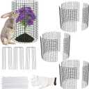 3 Pcs Plant Protector from Animals 12x16 Inch Metal Wire Mesh Garden Plant Cages for Gardening Supplies Garden Plant Protectors with 30 Cable Ties, 9 Stakes & Gloves