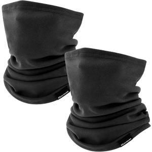 GXCROR Neck Warmer Winter Face Mask Fleece Neck Gaiter Ski Face Cover Cold Weather Scarf for Men & Women (Black&black)