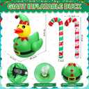 Lenwen 4ft Christmas Inflatable Duck Outdoor Decoration, Blow up Rubber Duck with Giant Candy Cane Inflatable Pool Float Golf Cart Decor for Xmas Holiday Yard Lawn Party Favor