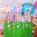 100 Packs Orange Biodegradable Striped Paper Straws, Disposable Drinking Straws for Birthday Carnival Summer Pool Party Wedding Baby Shower Halloween Christmas Party Decoration Supplies