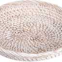 Hipiwe Small Key Basket Bowl for Entryway 7.6Inch Round Woven Wicker Basket Fruit Serving Tray Woven Basket Wall Decor, Rattan Organizer Basket for Keys Wallet Cell Phone, Whitewash USSN202307ZKT