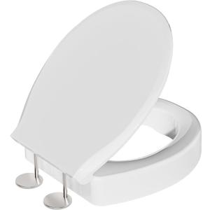SAMODRA Raised Toilet Seat Riser Round, White, 3 Inch High Elevated Toilet Seat for Seniors, Soft Close, Easy Install & Clean (Round)