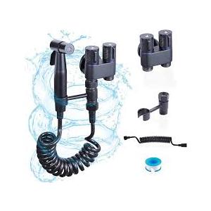 Peisaluo Handheld Toilet Bidet Sprayer for Toilet, Muslim Shower Bidet Toilet Hose Sprayer Kit, Jet Spray Bidet Attachment Connected to Faucet for Cloth Diaper Care and Feminine Wash (Black)