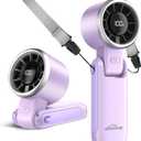 WHATOOK Portable Handheld Turbo Fan:12m/s Strong Wind 15000RPM High Speed Mini Fan, 4000mAh Battery Rechargeable Personal Fan with LED Display, 3 in 1 Foldable Fan for Travel Office Shopping, (Purple)