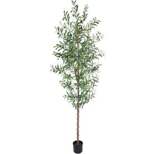 Artificial Olive Tree, 6FT Tall Faux Olive Trees 72in Outdoor Fake Potted Silk Plant with Trunk and Realistic 648 Leaves and 24 Fruits for Modern Office Home Decor Indoor（1pack）
