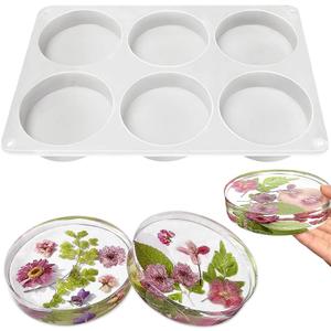 RESINWORLD 6-Cavity Deep Round Coaster Molds, 4 Inches Coaster Silicone Molds for Epoxy Resin, Coaster Resin Molds for Flower Bouquet Preservation