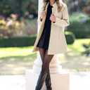 Allegra K Women's Winter Overcoat Mid-Long Stand Collar Single Breasted Coat Outerwear (Beige)