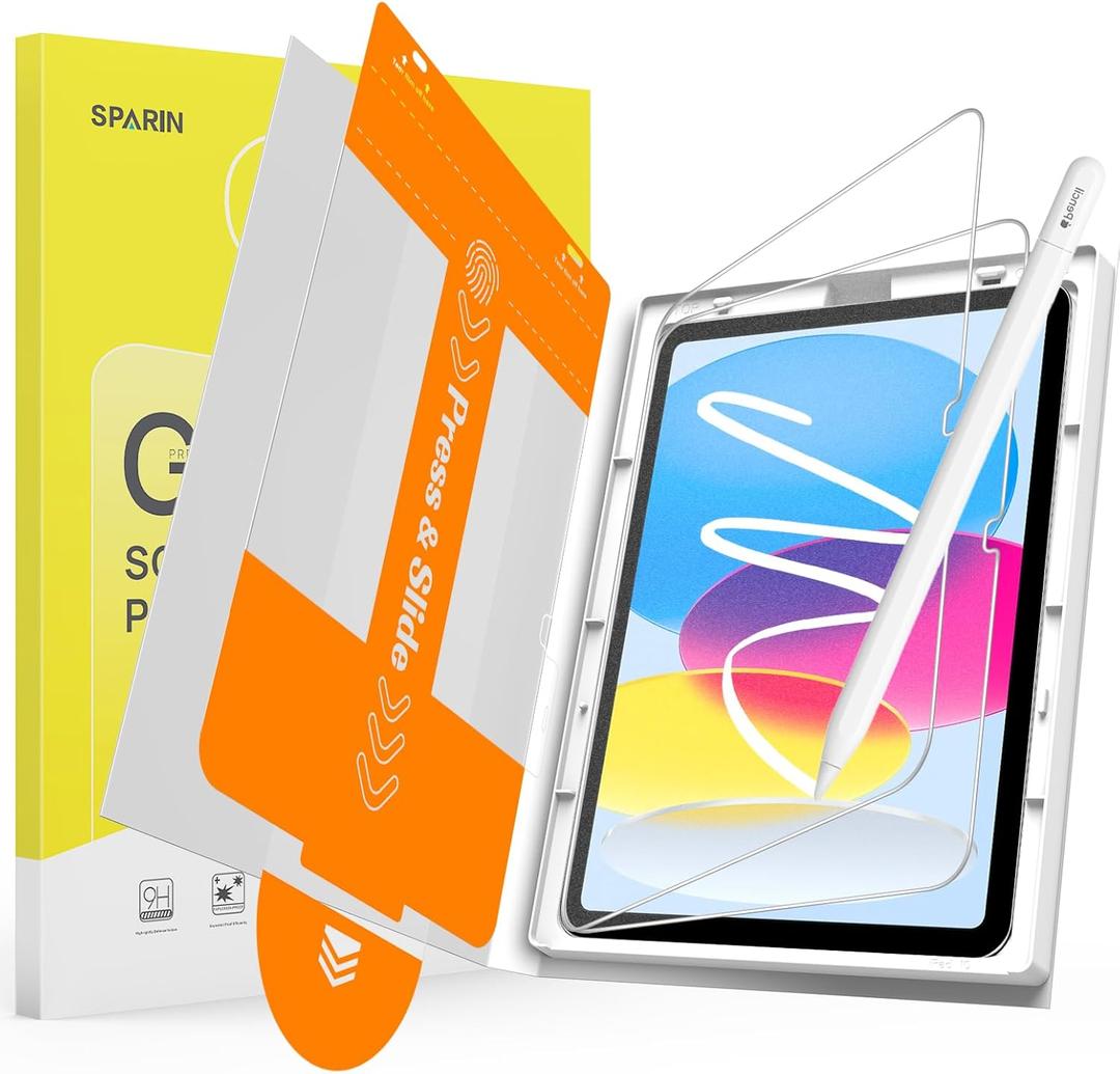 SPARIN 2 Pack Paper Glass Screen Protector for iPad A16 11th/10th Generation (11/10.9 2025/2022),Tempered Glass with Easy Alignment Tool, Matte Anti-Glare, Write Like on Paper, Apple Pencil Support