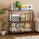Homeiju 3-Tier Storage Rack, 29.8" Wide Heavy Duty Metal Shelving Unit, Top Tier with Removable Wood Board, 200 lbs Capacity per Shelf, for Pantry, Bathroom, Garage, Entryway, Plant Stand