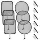 6 Packs Black Ponytail Hair Net Weaving Net Cap with 6Pcs Mesh Clips Elastic Drawstring Hair Nets Base for Making Bun Wig