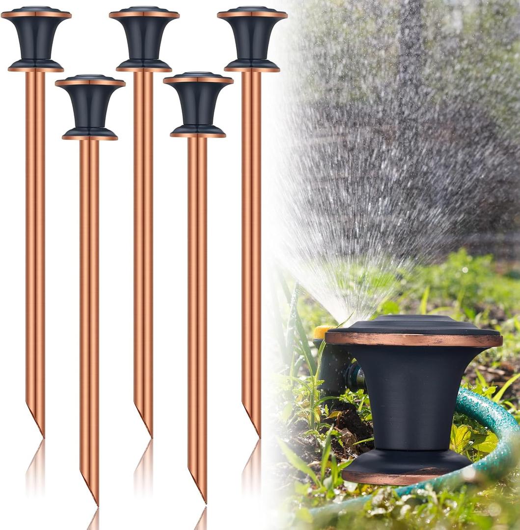 Tandefio 5 Pcs Garden Hose Guide Stake 17 Inch Heavy Duty Decorative Metal Water Hose Guide Stake for Garden, Lawn, Plants and Flower Beds
