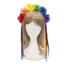 1 PC Rainbow Headband Rose Flower Crown Boho Outfits for Women - Ribbon Holloween Accessories - Bisexual Pride Outfits