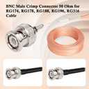 XRDS -RF BNC Crimp Connectors 10PCS, BNC Male Crimp Solder Attachment Connector for RG316 RG174 RG188 RG188A LMR100 Coax Cable