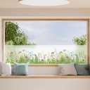 DKTIE Flower Language Series Stained Glass Window Film, Complete Privacy Static Cling Sun Blocking Anti UV, Double-Sided Same Color UV2 Technology, A535, 17.7" x 78.7"