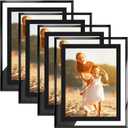 5x7 Picture Frames Black - Set of 4, HD Real Glass 5 by 7 Photo Frame for Tabletop Display, Wedding Birthday Christmas Day Gifts (5 x 7, Black)