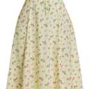 RIHOAS Womens Summer Dresses Square Neck Vintage Short Sleeve Midi Dress Casual Puff A Line Chiffon Sundress (M)