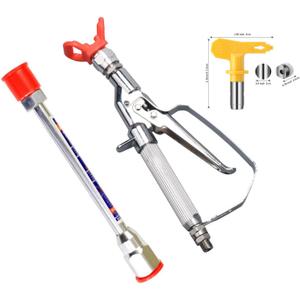 Airless Paint Spray Gun, Inline Celling Spray Gun 3600PSI with 517 Tip and 10 inch Extension Pole Silver