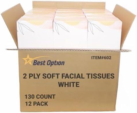 Soft 2-Ply Facial Tissue, White, 130-Count Box | Professional, Gentle and Durable | Great for Bathroom, Office, Business, School (1,560 Tissues, Bulk Pack of 12-Boxes)