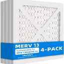 (4 Pack) 14x14x1 Furnace Air Filters, MPR 1900 & FPR 10, MERV 13 Pleated Air Filter (Actual Size: 13.75x13.75x0.75 inch)