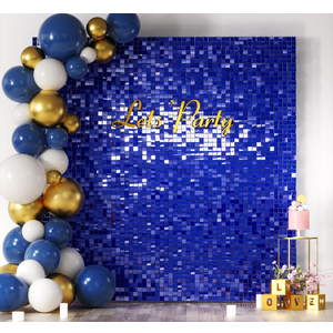 COKAOBE Blue Shimmer Wall Backdrop, 30PCS Square Sequin Shimmer Backdrop Panel, Photo Backdrops for Birthday, Anniversary, Wedding, Graduation & Bachelorette Party Decoration