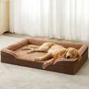 WNPETHOME Dog Beds for Large Sized Dogs, Washable Orthopedic Dog Couch Sofa Bed with Waterproof Lining & Non-Skid Bottom for Pet Sleeping (42.0"l X 30.0"w X 7.0"th, Light Brown)