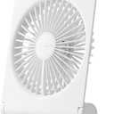 JISULIFE Small Desk Fan, Portable Travel with 4500mAh Battery, USB Rechargeable Folding Design for Flexibility, Strong Quiet Wind with 4 Speed Modes, Ideal Gifts for Office/Home/Camping - White