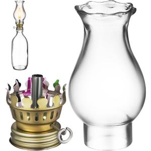 1 Set 1.7 X 3.5 Clear Glass Oil Lamp Chimney | Oil Lamp Chimney | Hurricane Light Replacement Flaretop for and Kerosene Style s (LH Type)