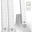 EZVALO 2-Pack Under Cabinet Lighting with Charging Station, 2000mAh Rechargeable Wireless Motion Sensor Lights, 3 Color Temps, Dimmable, Timer, Magnetic, with Remote Control for Kitchen, Closet