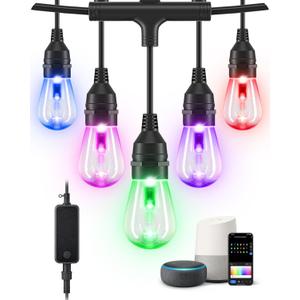 EDISHINE 96ft Smart Christmas Outdoor String Lights, Color Changing Light 36 RGBW LED Bulbs, Compatible with Alexa, Waterproof Dimmable WiFi Outdoor Lights for Backyard, Party, Holiday Decor