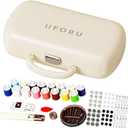 Creamy White Sewing Project Kit, Travel Family Sewing Supplies Repair Kit Portable Small Traveler Sewing Kit Sewing Thread Accessories DIY Sewing Supplies Organizer (White)