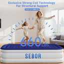 Sebor Air Mattress Queen with Built-in Pump 18", Comfortable Self-Inflating Air Mattress with High-Speed Pump, Durable Blow Up Mattress Queen with Storage Bag for Guests, Camping, Travel