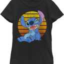 Disney Girl's Lilo & Stitch Winking T-Shirt (Medium, Black)