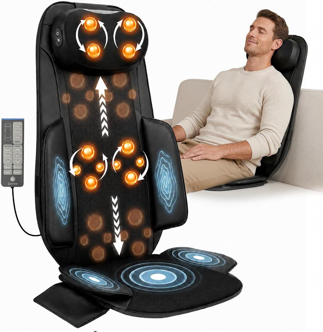 Shiatsu Neck and Back Massager with Graphene Heat, Massage Chair Pad
