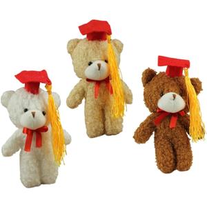 Cabilock 3 Pcs Graduation Bear Keychain with Caps and Bows Soft Plush Key Rings for Party Favors for Birthdays Holidays and Classroom Celebrations