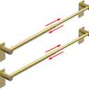 Towel Bar, 14inch to 25inch Adjustable Towel Holder Rod, Self Adhesive Wall Mounted Hand or Body Towel Rack for Bathroom Kitchen, Stainless Steel Organizer Single Bar (Gold, 2 Pack)