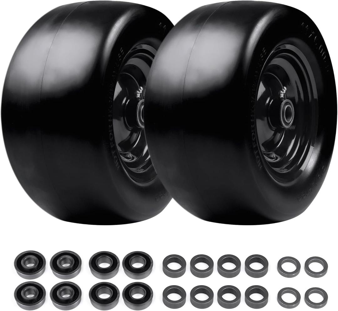 Lawn Mower Tires Flat Free 2 Pack, Zero Turn Lawn Mower Solid Smooth Rubber Front Tires (Black, 11x6.00-5 (2 Pack))