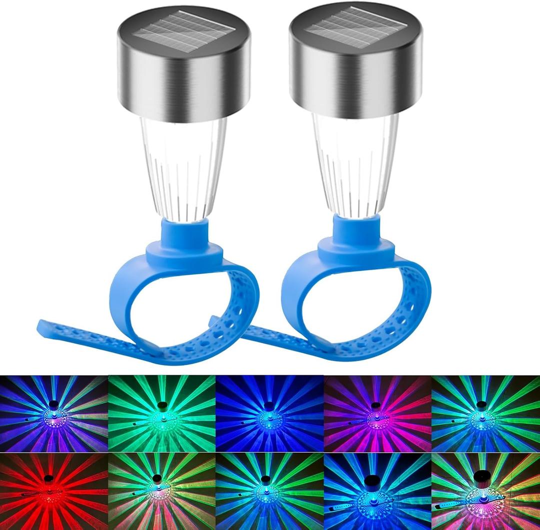 Solar Pool Lights for Above Ground Pool Frame, 2025 Upgraded Super Bright RGB LED Pool Lights, Waterproof Swimming Pool Accessories Night Light for Trampoline, Outdoor Yard Decor(2 Packs)