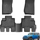 Powerty Floor Mats for Jeep Wrangler JK 2014-2018 Unlimited 4-Door (NOT for JL or 2-Door) All Weather TPE Custom Fit Car Mats Floor Liners 1st & 2nd Row, Black